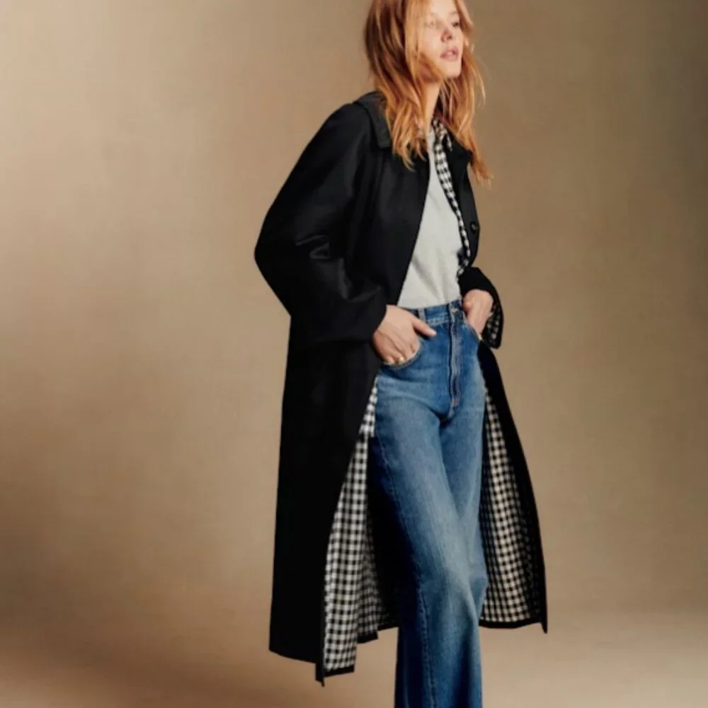 SEZANE - Clyde Coat in Black - Size M/6 (Worn 1x Time) - Picture 3 of 12